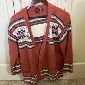 Rust Fair Isle Open Cardigan